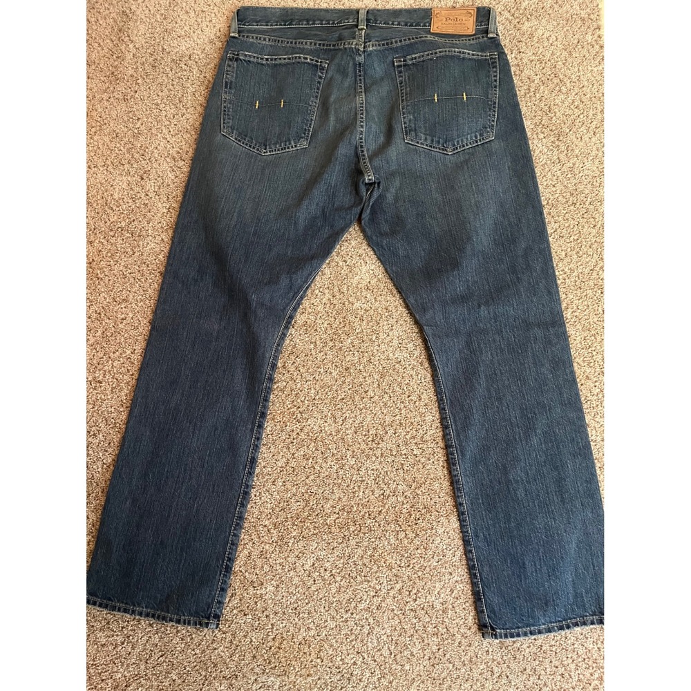 Polo Ralph Lauren Mens Hampton Straight Jeans 38x30 Blue Authentic Dungarees - Picture 2 of 9